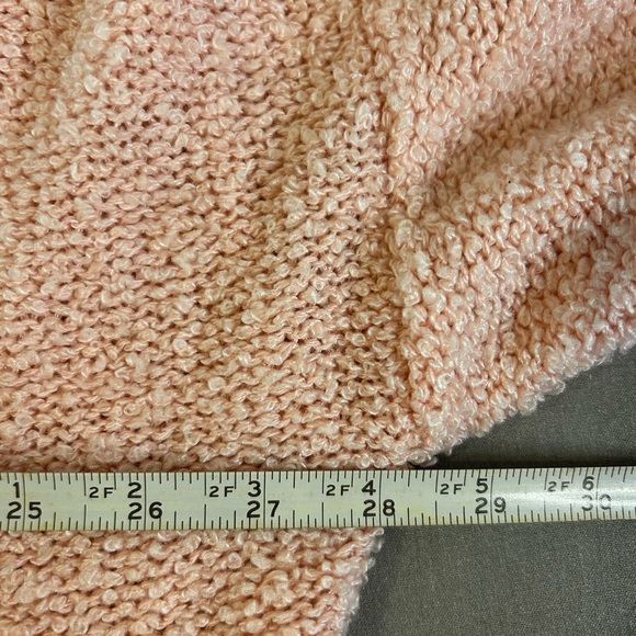🌸”Karen Scott Vintage Baby Pink Nubby Knot Open Front Cardigan w/ Pockets Size L - Picture 14 of 17